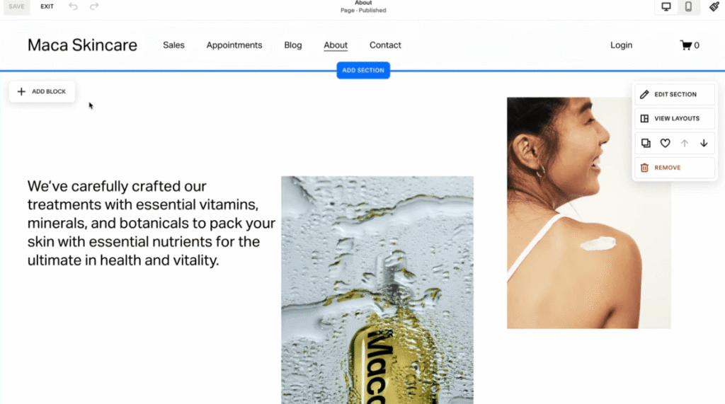 Screenshot of Squarespace templates documentation explaining preset style rules and limited style parameters.