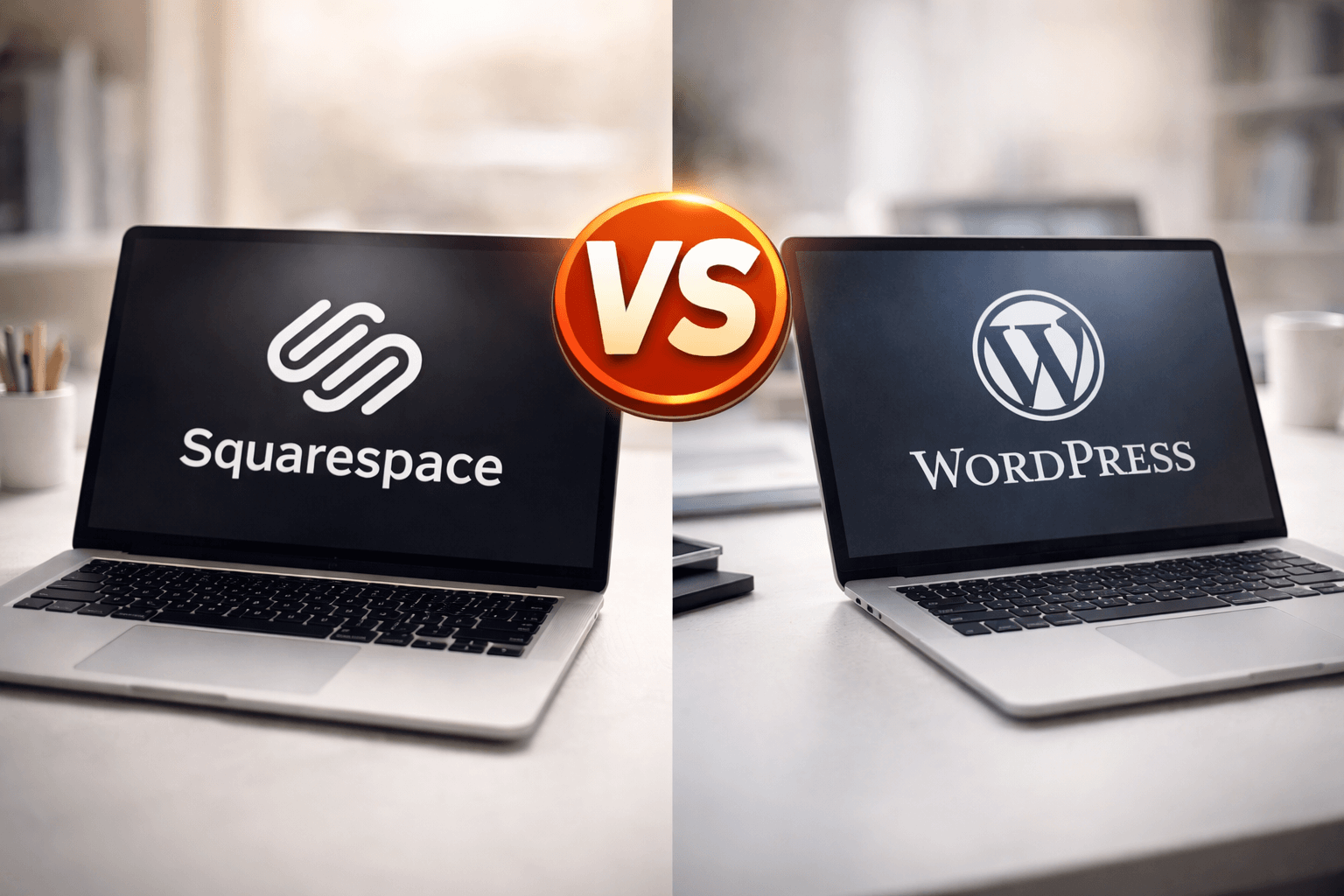 Squarespace vs WordPress comparison for building small business websites in 2026